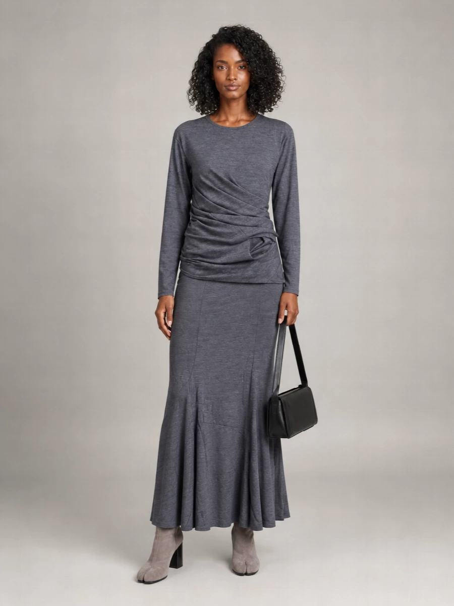 Junya Watanabe wool midi skirt