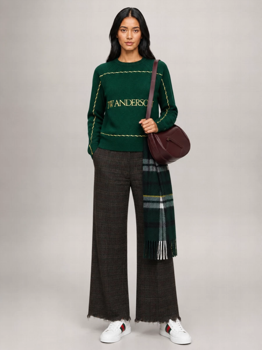 Jw Anderson Wool Logo Embroidered Sweater