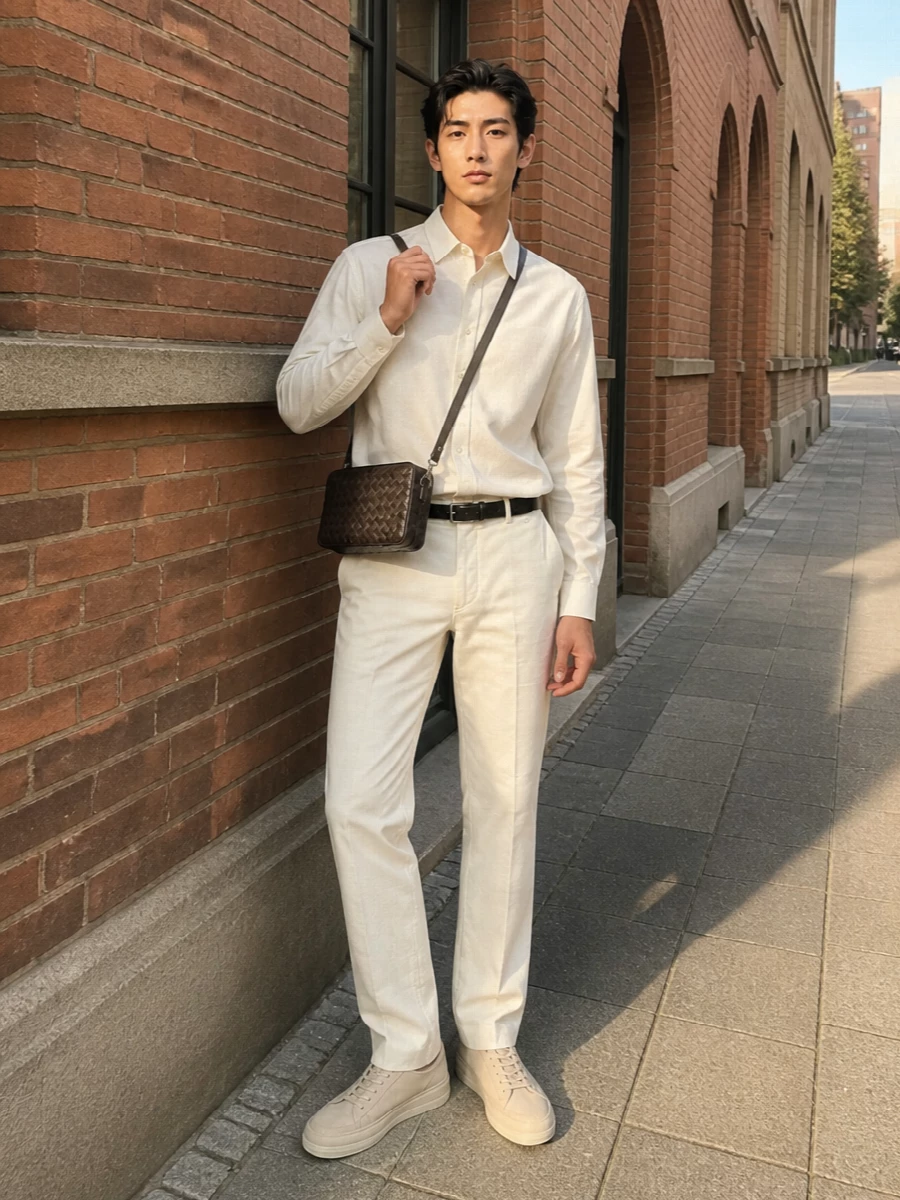 Ann demeulemeester ivory trousers the row shirt