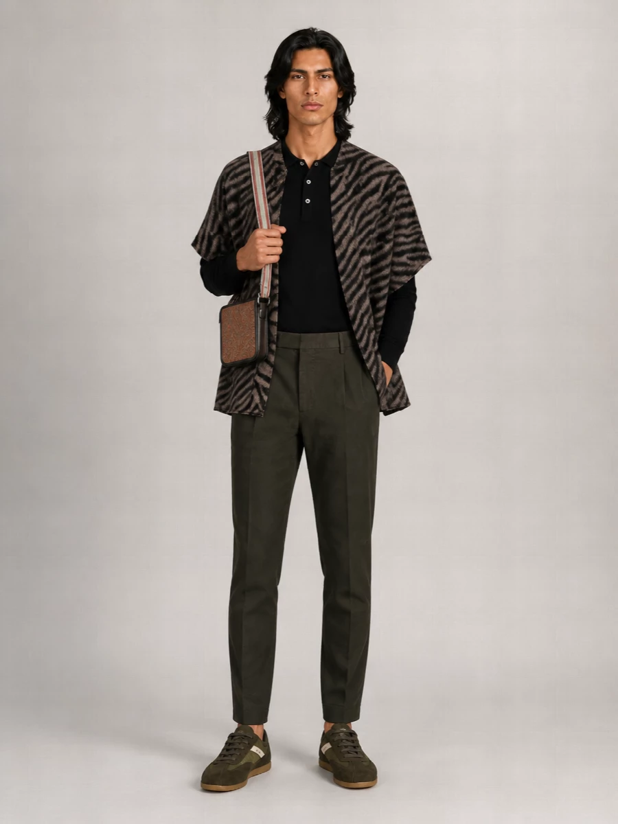 Alysi Tiger-Print Wool Cape