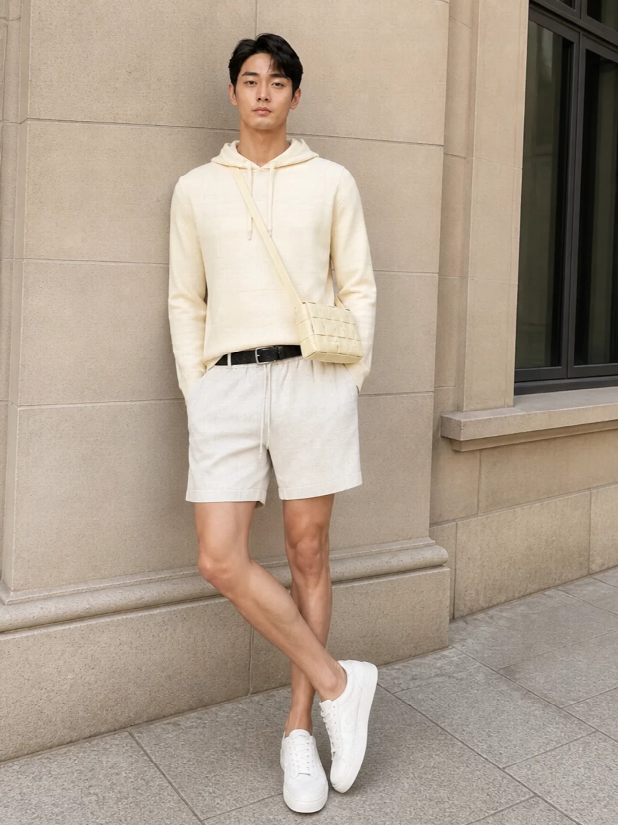 Gucci knit hoodie shorts outfit quiet luxury