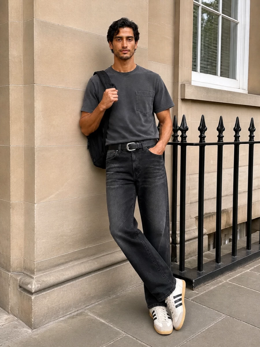 Carhartt wip washed black jeans adidas low top sneakers