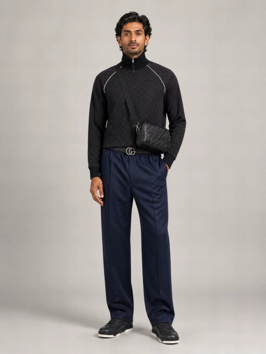 Gucci Embroidered High Collar Nylon Blend Sweatshirt