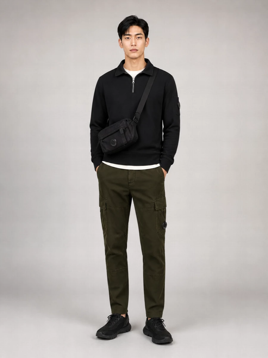 C.p. Company Cotton Zip Polo Sweatshirt