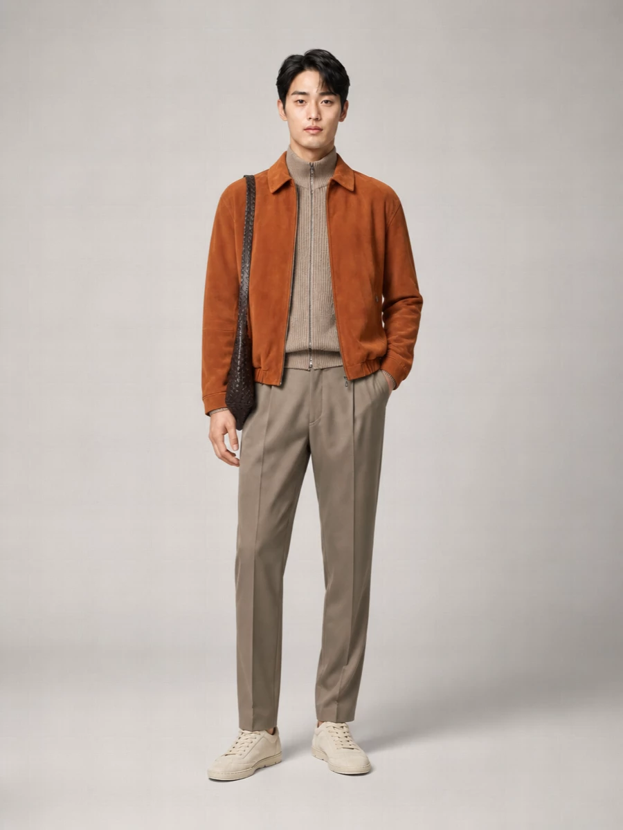 Brunello Cucinelli Leather Elasticated Hem Bomber Jacket