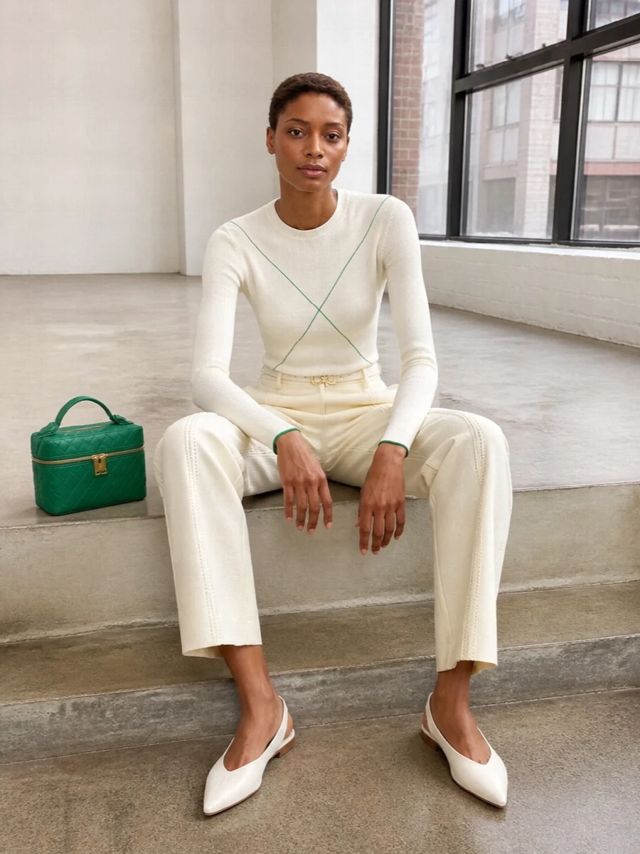 Bottega veneta ivory wide leg trouser outfit