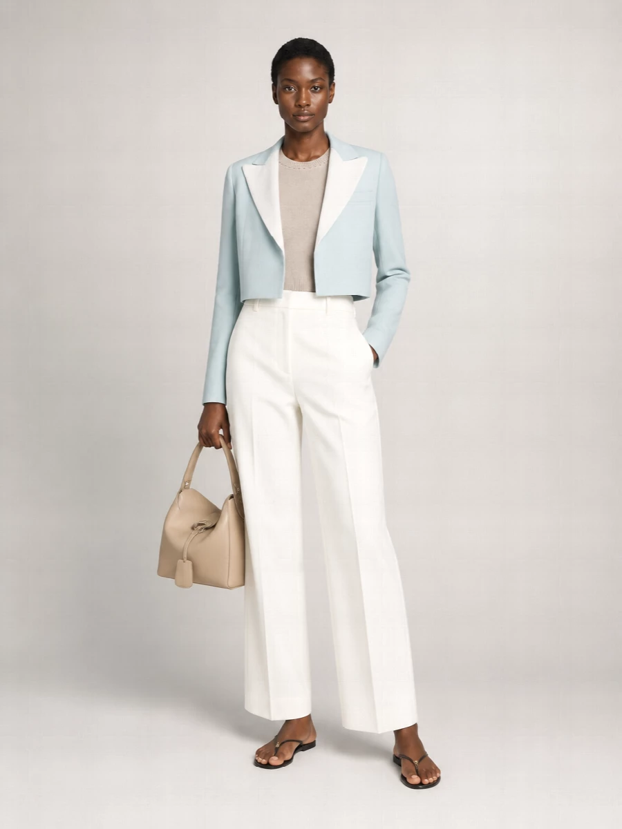 Fendi Silk Wool Cropped Blazer
