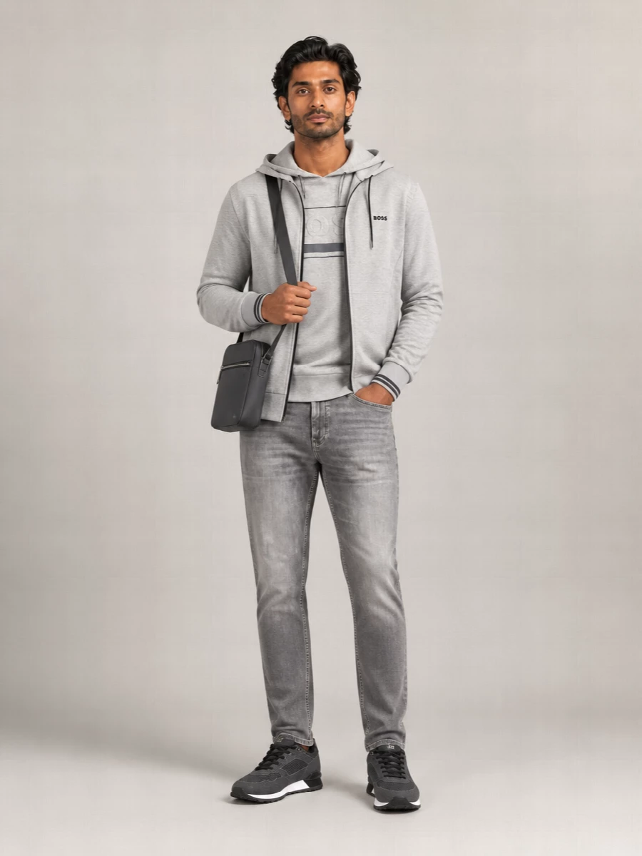 Boss Hooded Zip-Up Sweatshirt