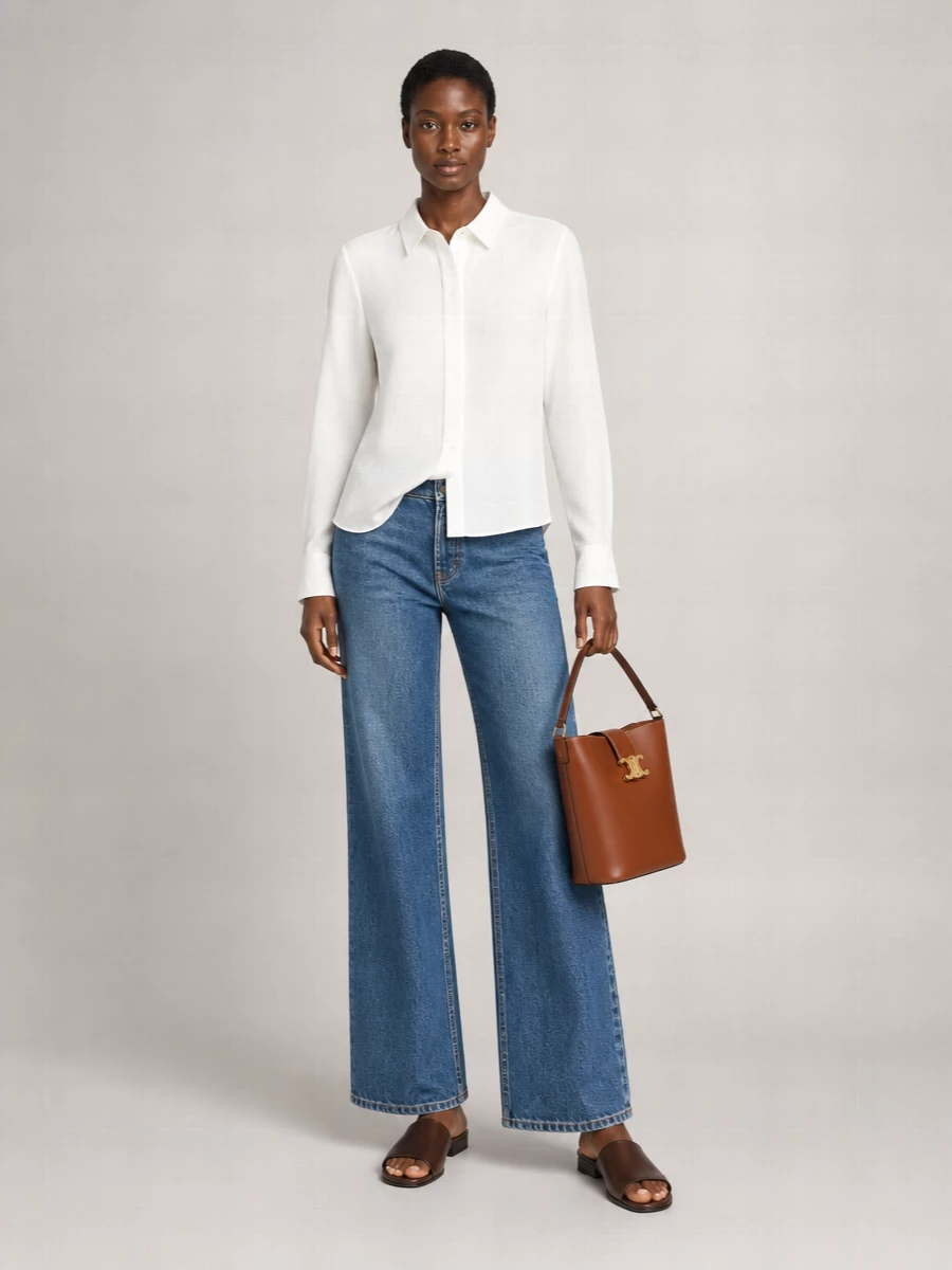 Brunello Cucinelli Denim Wide-Leg Trousers