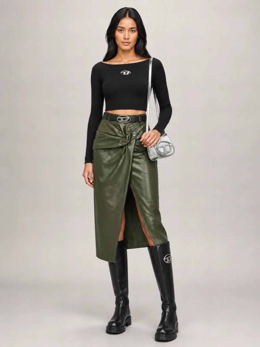 Diesel high-rise knee-length skirt