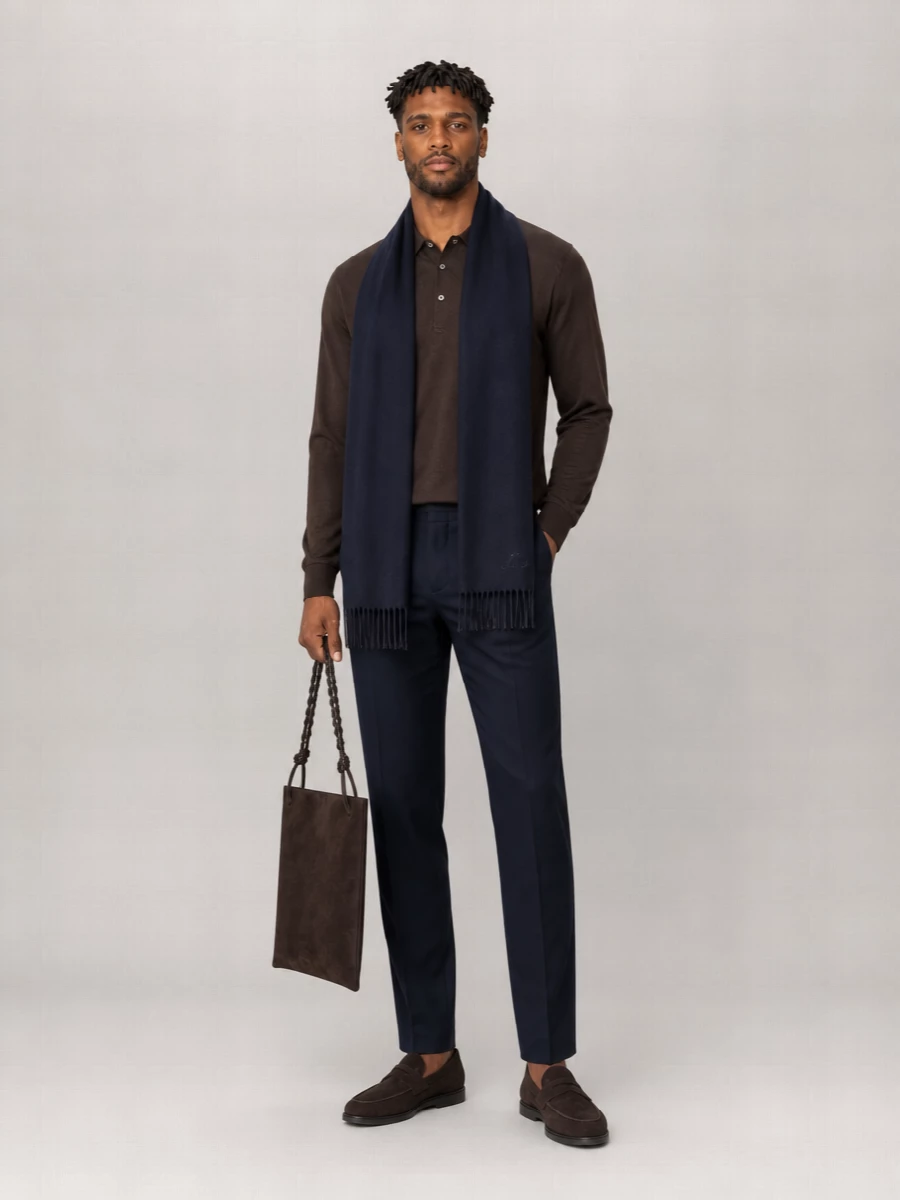 John Smedley Merino Wool Long-Sleeve Polo Shirt
