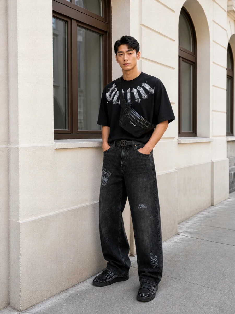 Palm angels jeans amiri sneakers streetwear outfit