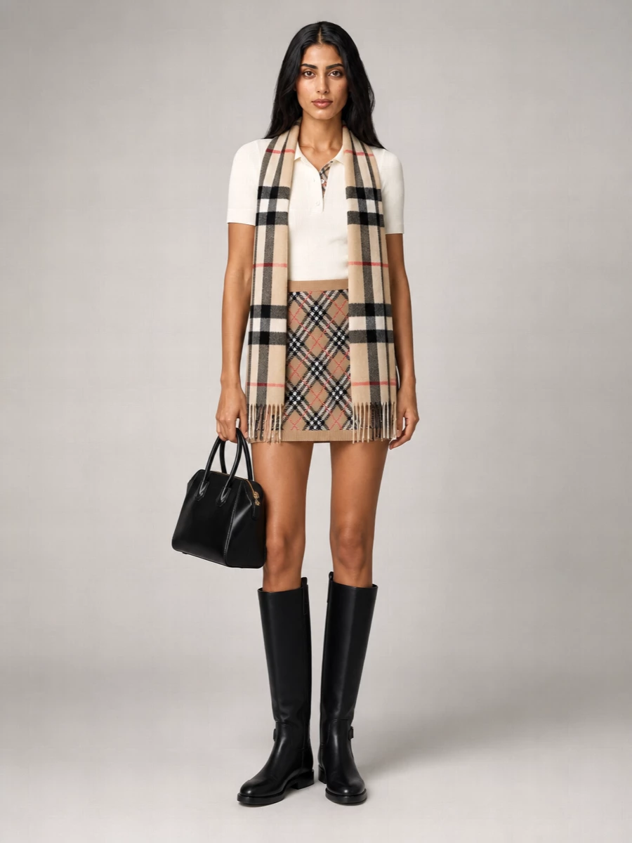Burberry Checked Wool Mini Skirt