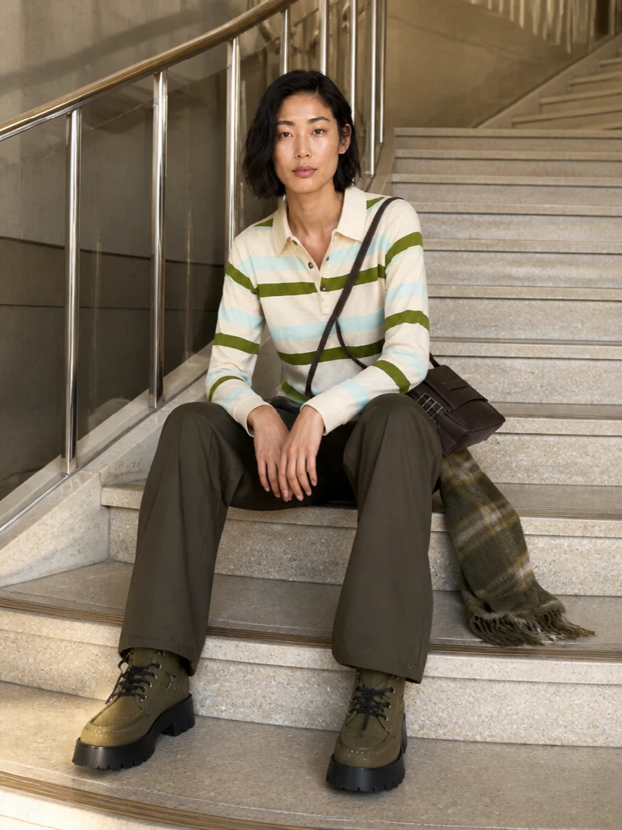 Jw anderson striped polo cargo trousers outfit