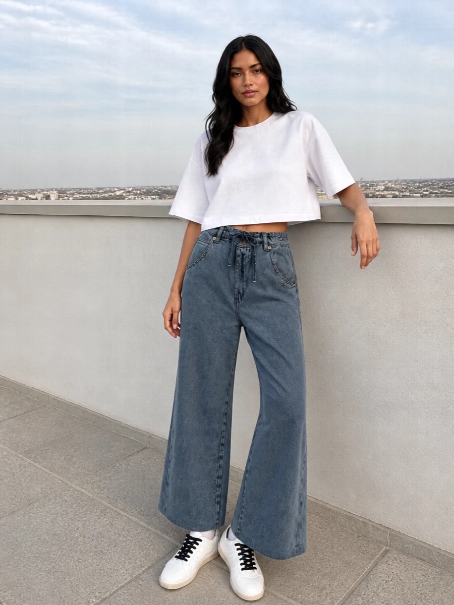 Darkpark wide leg jeans y3 sneakers outfit