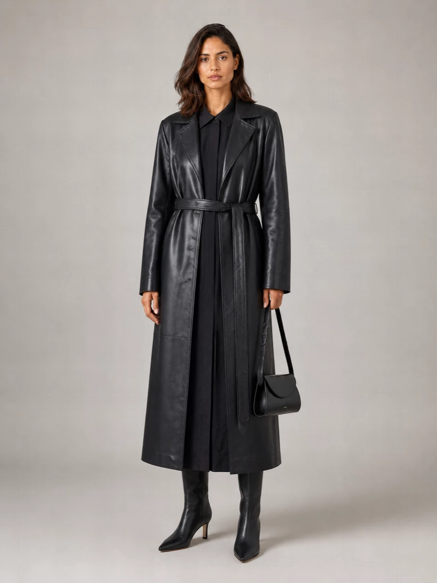 The Frankie Shop Waist Belted Long Length Lapels Pockets