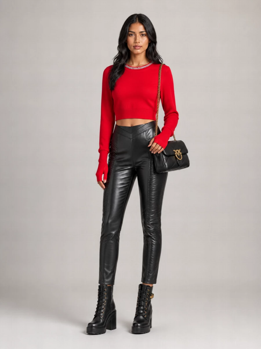 Pinko Cashmere Wool Rhinestone-Embellished Sweater