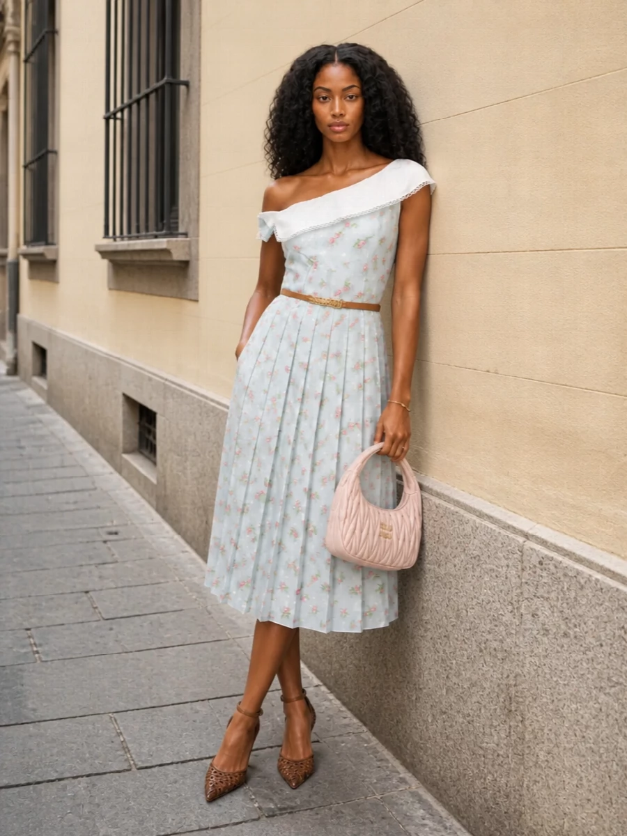 Miu miu floral midi woven heels blush bag