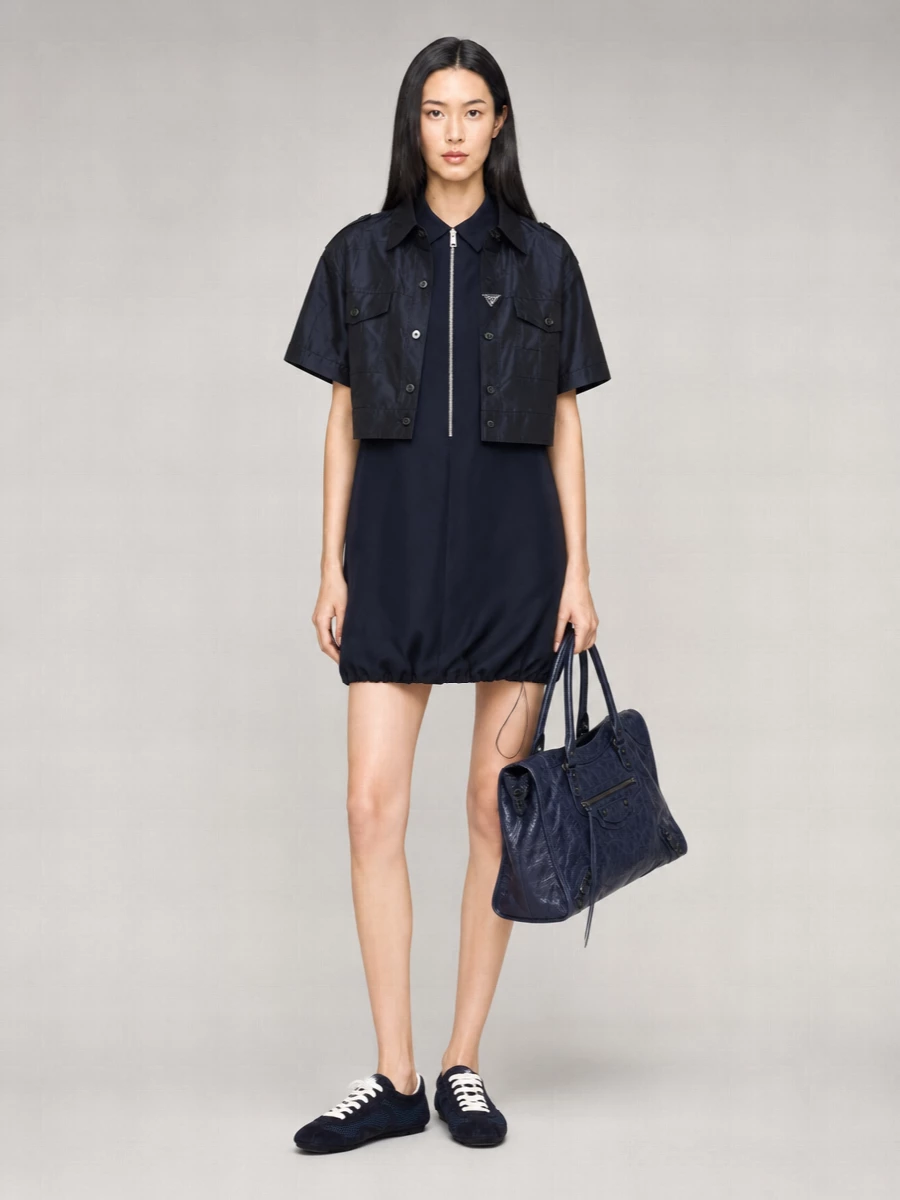 Prada Silk Cropped Short-Sleeve Shirt Jacket