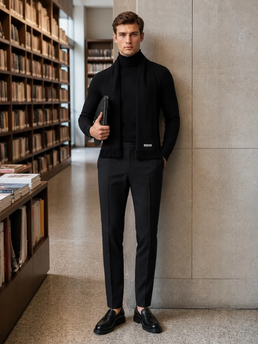 John smedley turtleneck jil sander trousers outfit