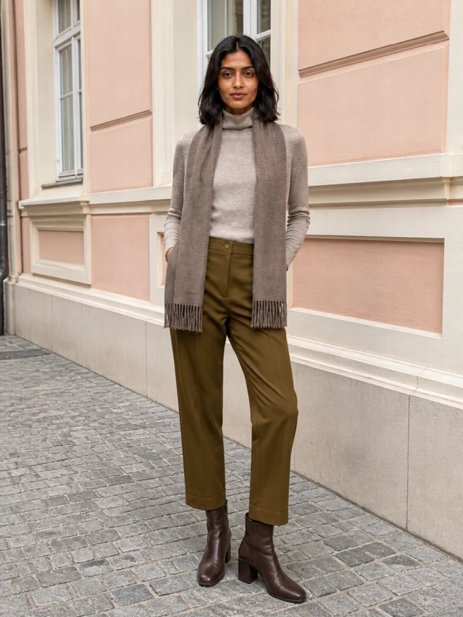 Max mara trousers knit top brown ankle boots
