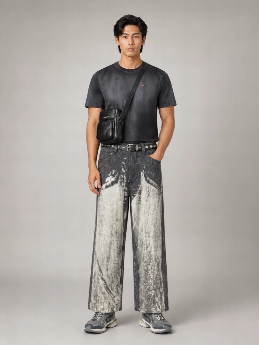 Diesel Two-Tone Wide-Leg Jeans