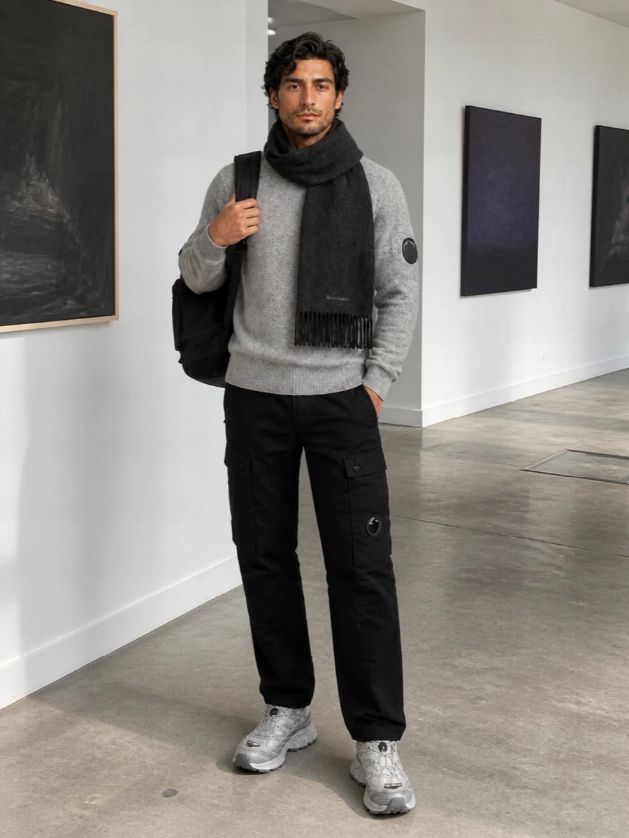 Cp company knit black cargo pants outfit