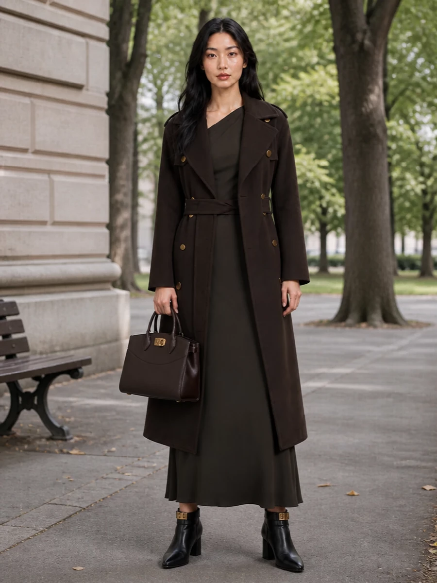 Alberta ferretti brown coat evening maxi dress