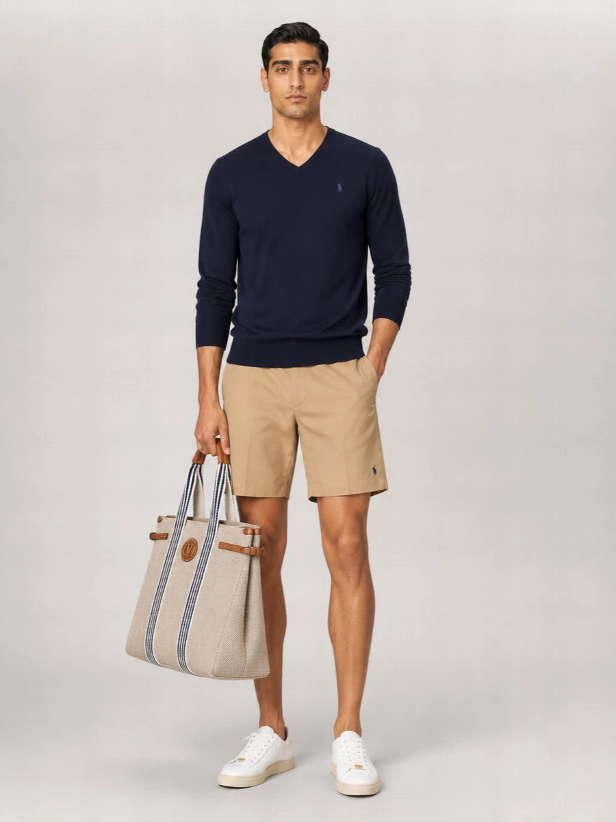 Polo Ralph Lauren Cotton Slim-Fit V-Neck Long-Sleeve Sweater