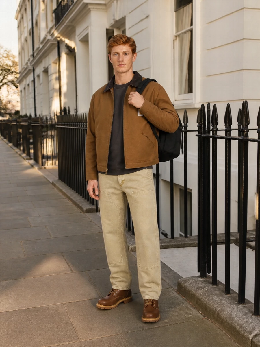 Carhartt work jacket timberland boot outfit