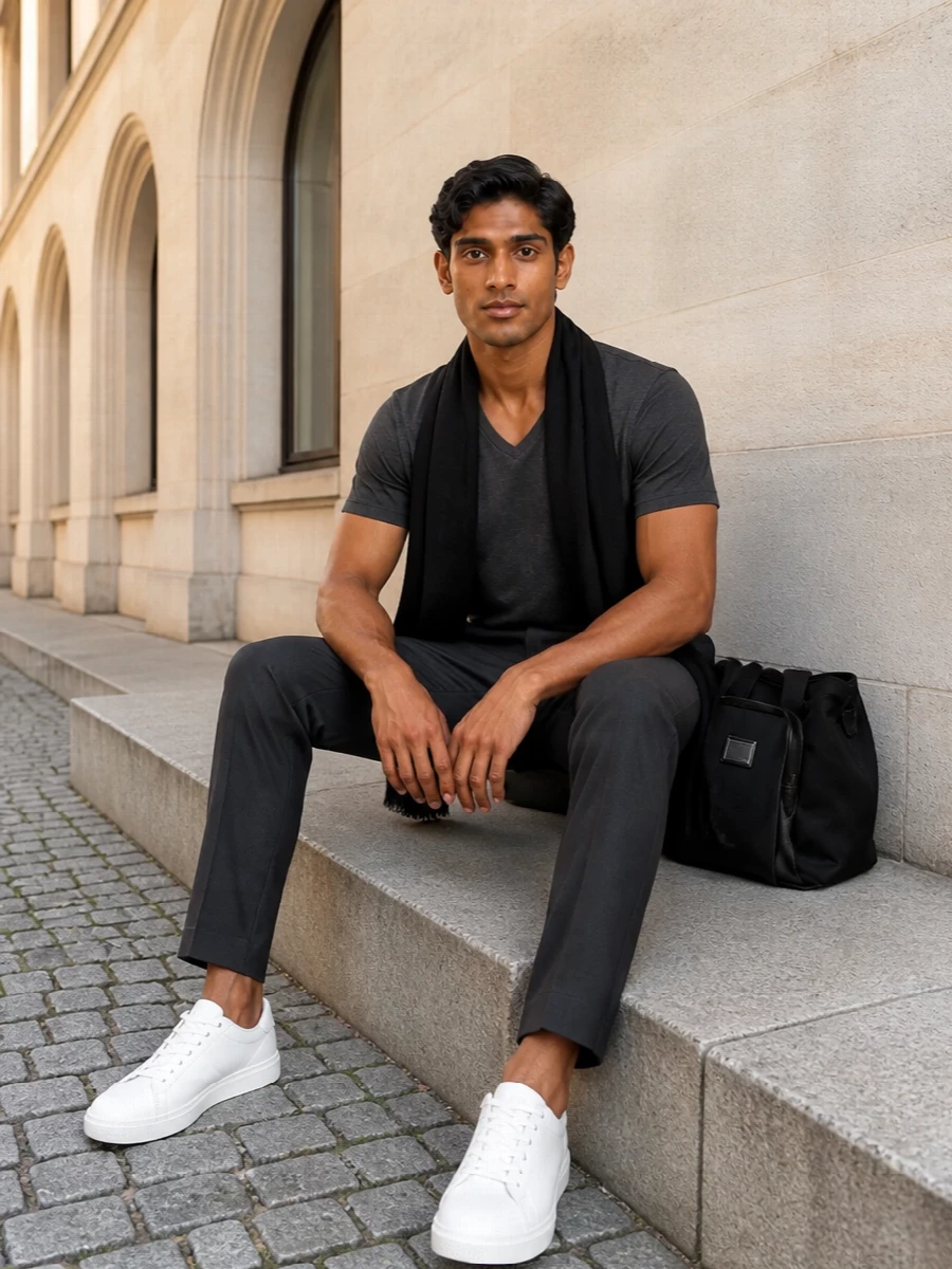 Dolce gabbana charcoal trousers white sneakers