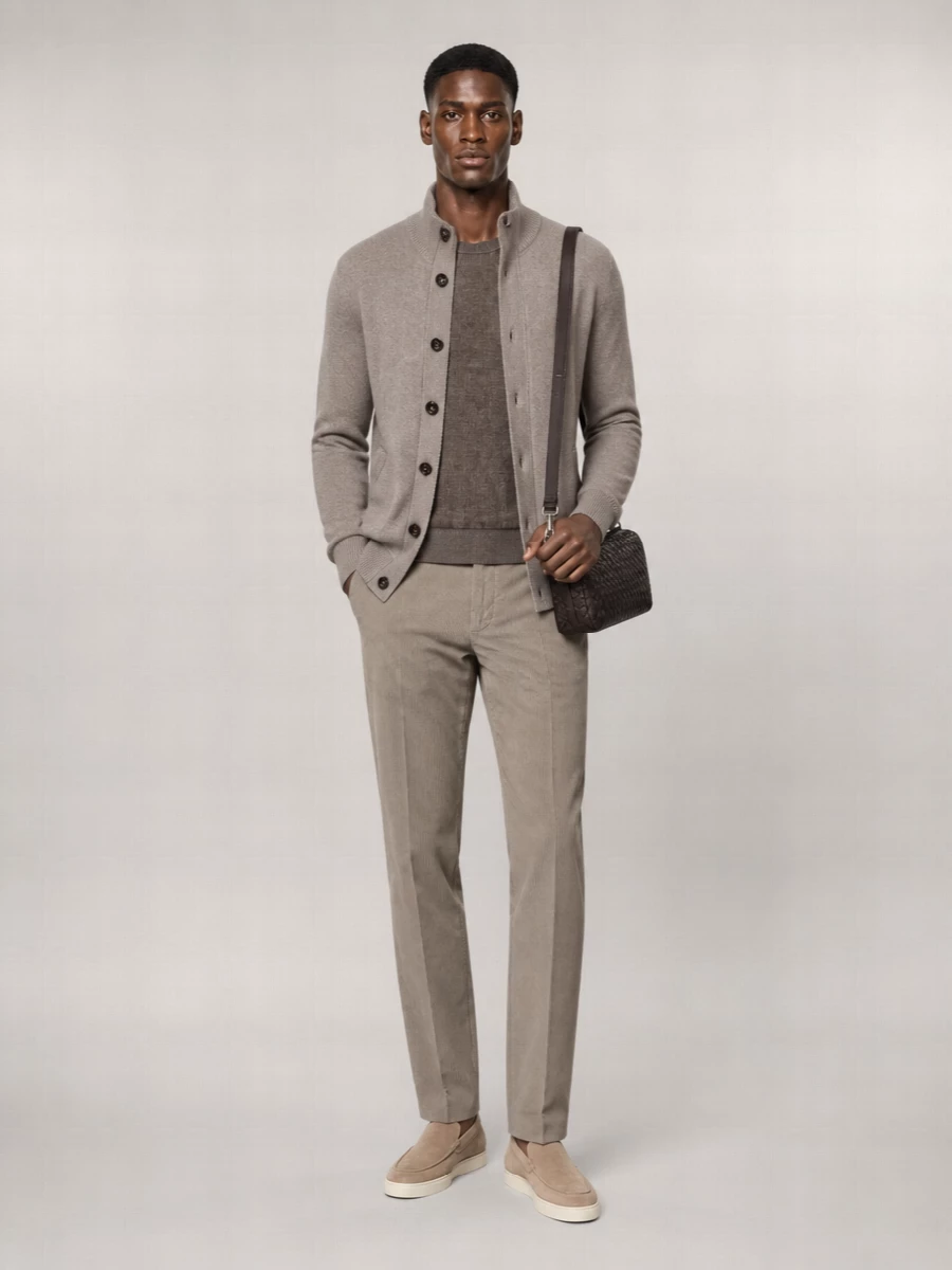 Brioni Cashmere Ribbed Collar Cardigan