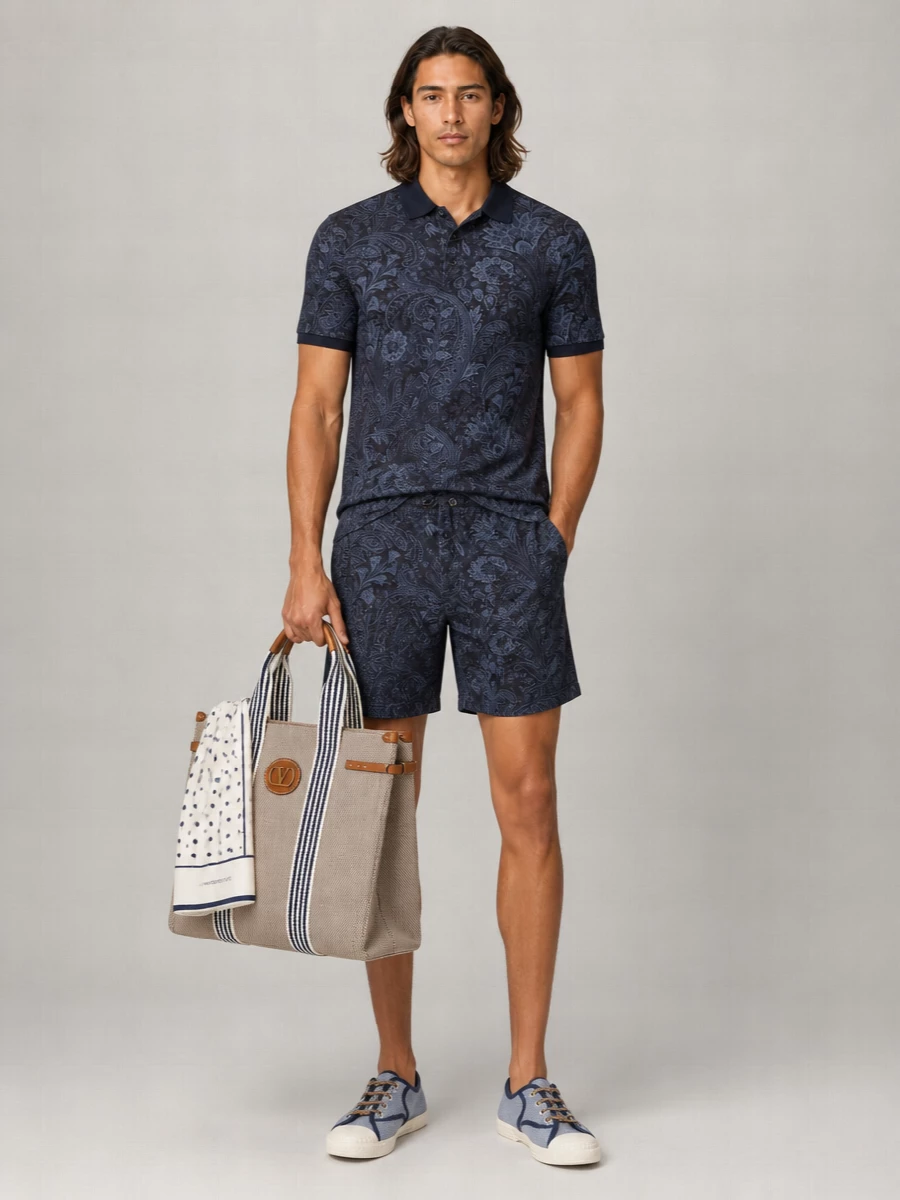 Etro Paisley Print Cotton Polo Shirt