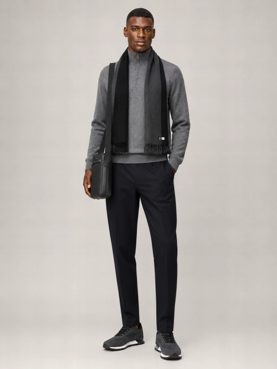 Boss Virgin Wool Zip Collar Jumper