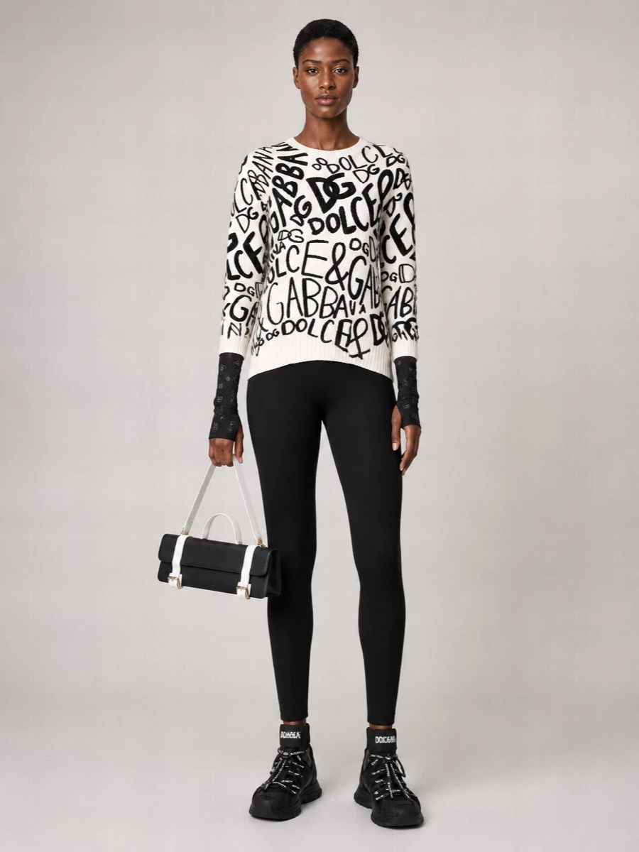 Dolce&Gabbana Cashmere Logo Print Pullover Sweatshirt