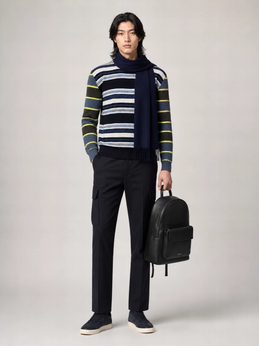 Paul Smith Wool-Blend Fine-Knit Striped Crew-Neck Sweater