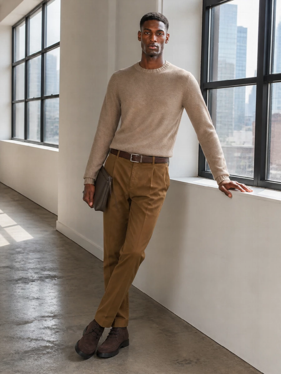 Pt torino chinos camel sweater tods boots