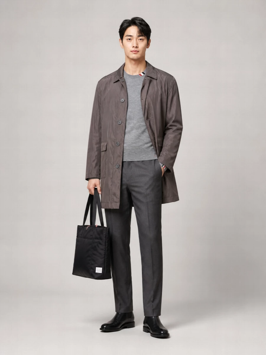 Thom Browne Logo Print Packable Smock Jacket