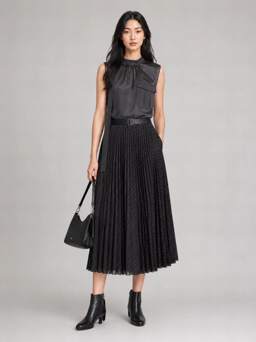Sacai Pleated Midi Skirt