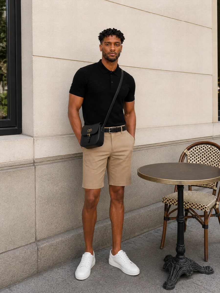 Givenchy black polo camel shorts sneakers