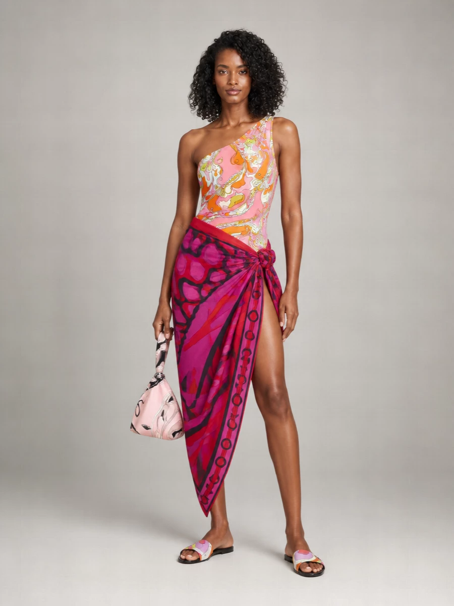 Pucci One-Shoulder Printed Swimsuit