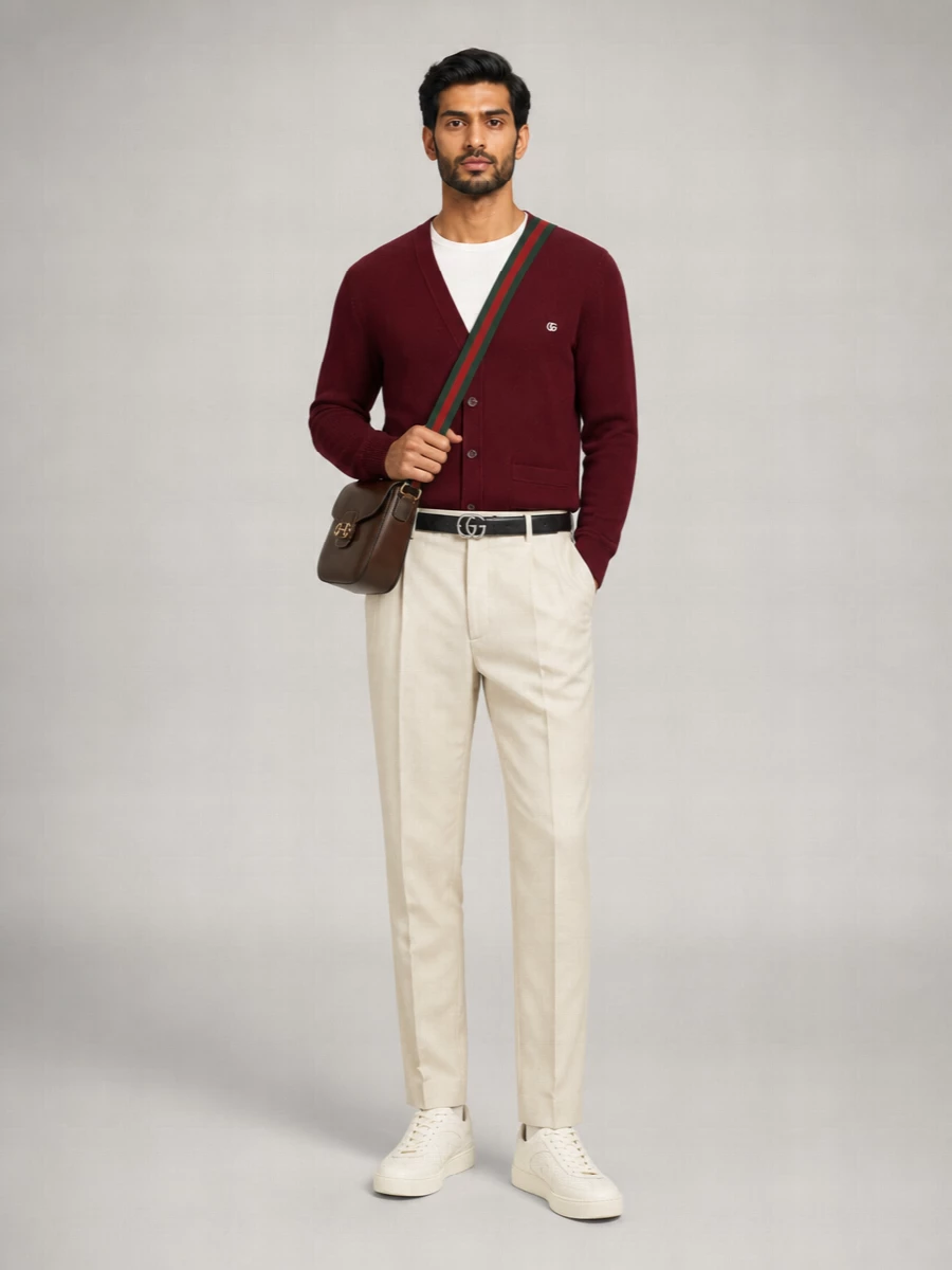 Gucci Cashmere Wool V-Neck Logo-Embroidered Cardigan