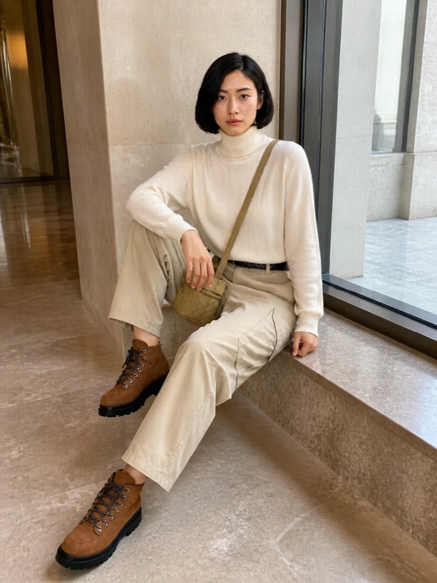 Bottega veneta cargo pants turtleneck boots