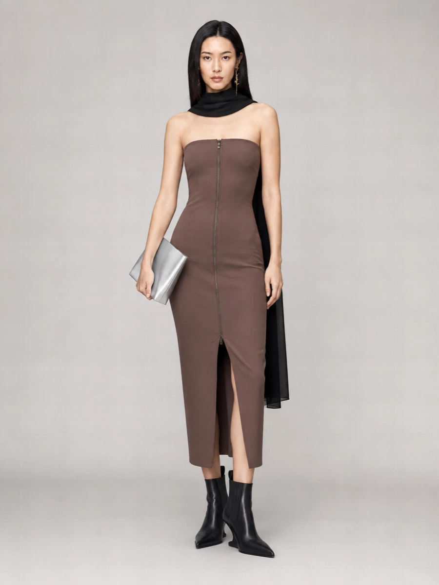 Rick Owens Wool Strapless Maxi Dress