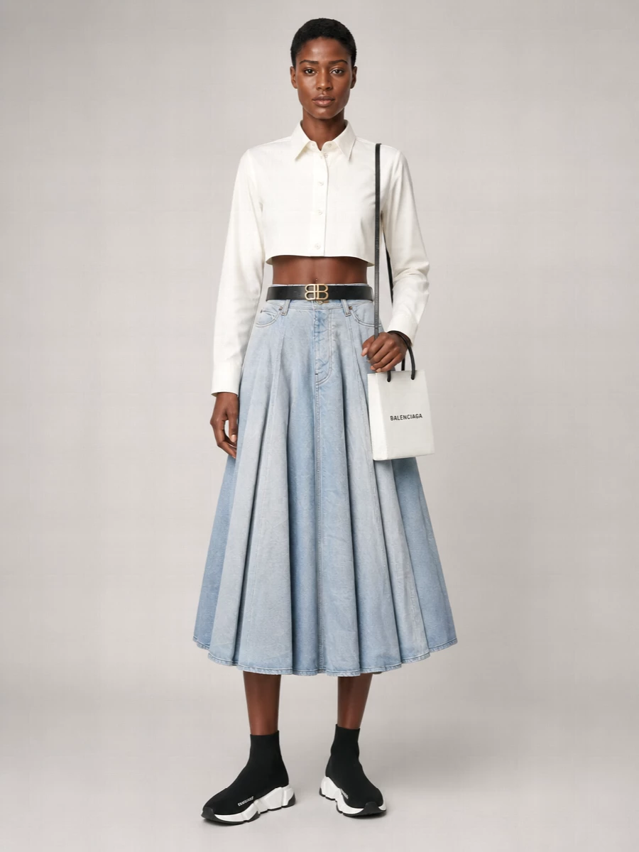 Balenciaga Silk Cropped Shirt