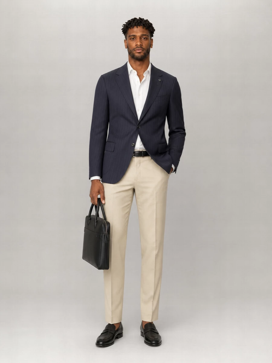Lardini Pinstriped Virgin Wool Single Breasted Suit