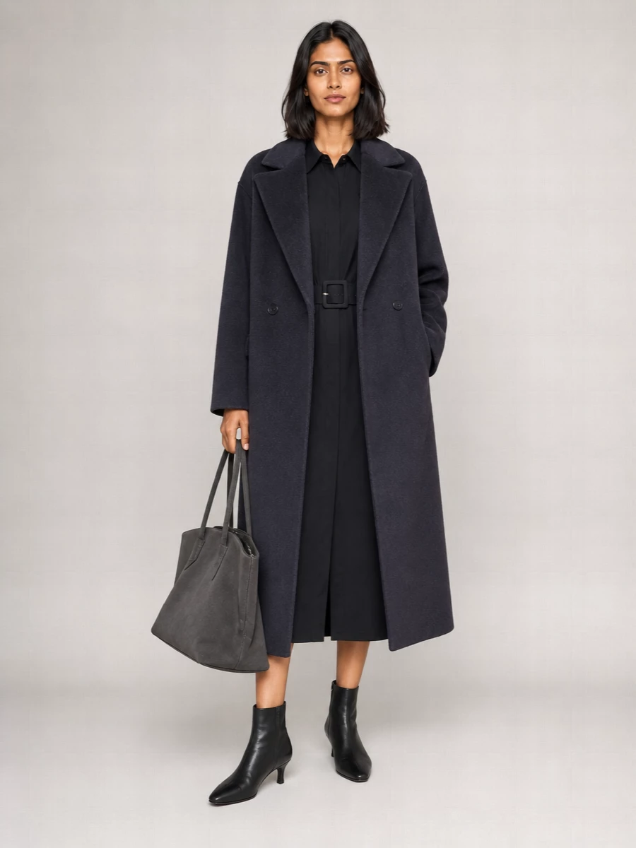 Tagliatore alpaca virgin wool double-breasted long coat