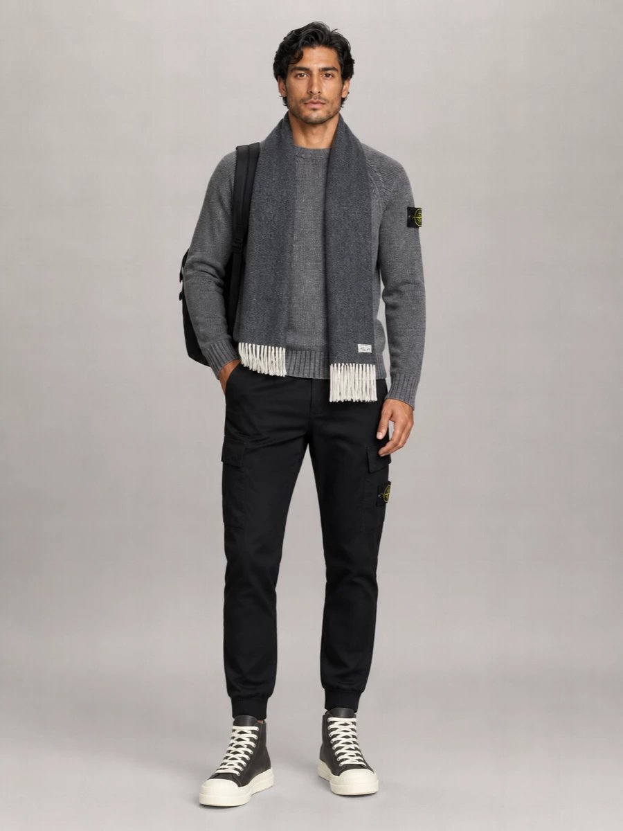 Stone Island Ribbed Crew Neck Cotton Jumper