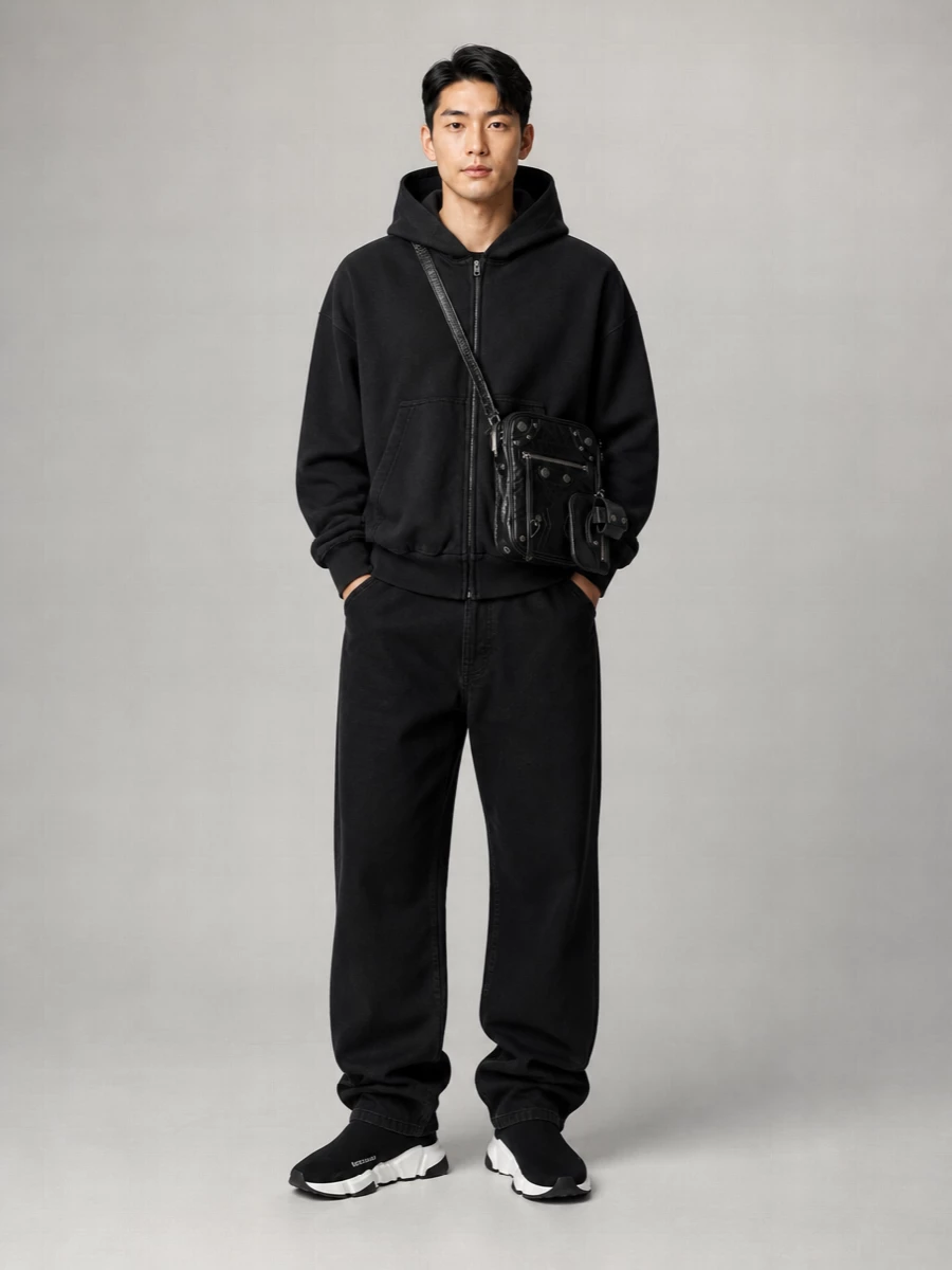 Balenciaga Cropped Cotton Zip Hoodie