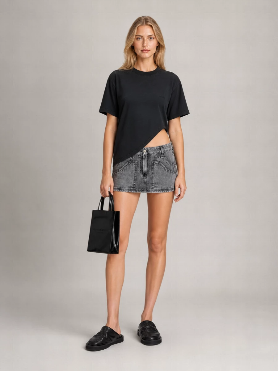 The Attico Split Hem T Shirt Short Sleeves Crew Neck